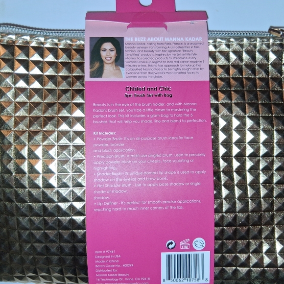 Manna Kadar Chiseled & Chic Brush Set with Gold Bag and Free Lotion NWT - Picture 2 of 5